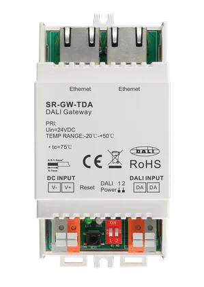 SR-GW-TDA Tuya DALI Gateway mit 250 mA Bus-Netzteil, 64 Adressen, App-Steuerung via Ethernet