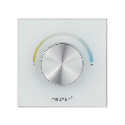MiBoxer P0 LED Drehregler-Wandpanel Weiß – 2-in-1 Controller für CCT & einfarbige LED Streifen, 2,4 GHz Funk, 12 A