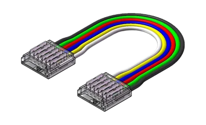 LED Strip-zu-Strip Verbinder – 6-polig, 12 mm, lötfrei mit 15 cm Verbindungskabel für RGBCCT SMD LED Streifen