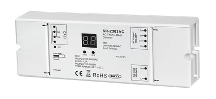SR-2303AC DALI Phasenabschnitt-Dimmer 2-Kanal 100-240V AC DALI-2 DT6 für dimmbare LED-Lampen