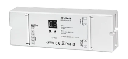 SR-2701B DALI AC Schalter – 1-Kanal Ein/Aus-Controller, 100–240 V, manuelle & automatische Adressierung