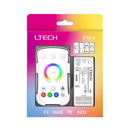 LTECH M5A+P5 LED Funk Set 2.4 GHz, Funk Fernbedienung & 5-Kanal Empfänger, 12-48V DC, für RGBCCT LED Streifen