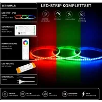 LED Streifen Set RGB Ultraschmal – COB LED Streifen 24V, 5 mm, 10 W/m, 5m, punktfrei – SS60 Netzteil, SM5 Matter Controller & C5 Fernbedienung Weiß