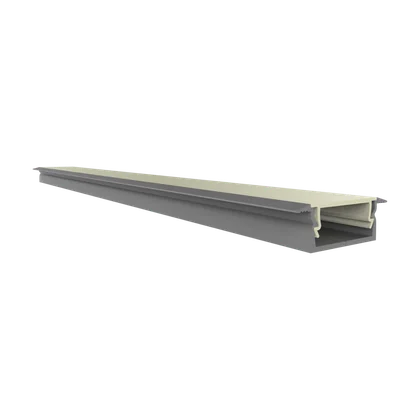 LED Aluprofil EXO-NLN1F_14 Einbauprofil Silber – 2 m, ultraflach, mit Flügeln für LED Streifen bis 14 mm