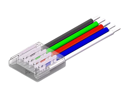 LED Anschlussverbinder – 5-polig, 10 mm, mit 15 cm Kabel, lötfrei für RGBW SMD LED Streifen
