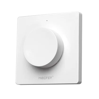 MiBoxer K1 LED Drehregler-Wandfernbedienung Weiß – für einfarbige LED Streifen, 2,4 GHz Funk, 1 Zone mit Nachtlicht