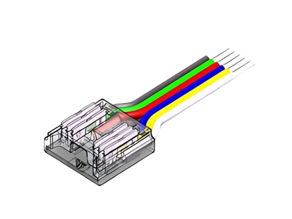 LED Anschlussverbinder – 6-polig, 12 mm, mit 15 cm Kabel, lötfrei für RGBCCT COB LED Streifen