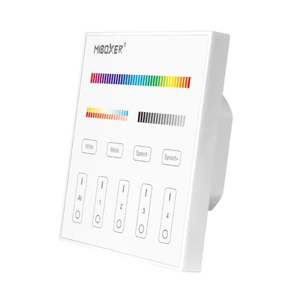 MiBoxer T4 RGBCCT LED Wandfernbedienung – für RGBCCT LED Streifen, 4 Zonen, 2,4 GHz Funk, netzbetrieben 230 V