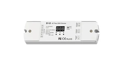 S1-D DMX512 Triac-Dimmer – 2-Kanal, 230 V, Phasenanschnitt/-abschnitt für LED & Halogen