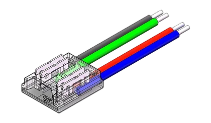 LED Anschlussverbinder – 4-polig, 10 mm, mit 15 cm Kabel, lötfrei für RGB COB LED Streifen