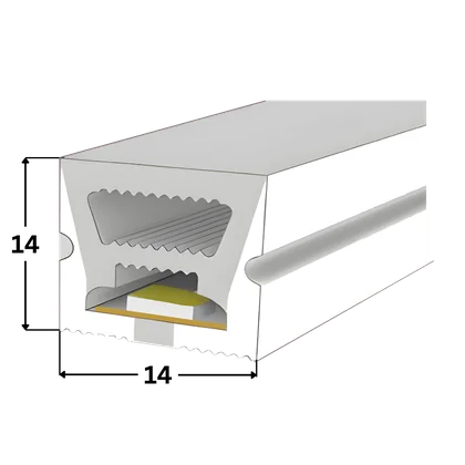 LED Neon Flex Streifen 14×14 mm – 120 LEDs/m 2835, 24V, 12 W/m, 450 lm/m, 5m – Warmweiß 3000K CRI>93, IP67, wasserdicht