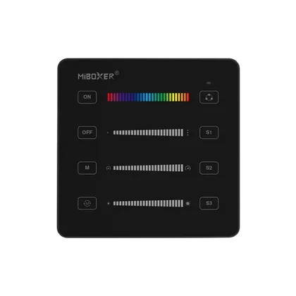 MiBoxer B6 SPI LED Wandfernbedienung Schwarz – für digitale LED Streifen, 2.4 GHz Funk, dimmbar
