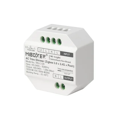MiBoxer TRI-C1ZR Zigbee 3.0 & 2.4G Funk TRIAC Dimmer – für dimmbare 230 V Leuchten, Phasenabschnitt, Push-Dim