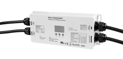 SR-2108AS-WP DMX512 & RDM Decoder 4-Kanal 5A IP67 wasserdicht 12-36V DC