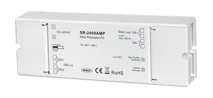 SR-2400AMP DALI-2 Repeater mit integrierter Bus-Stromversorgung, 100-240V AC, 16V DC, 150mA