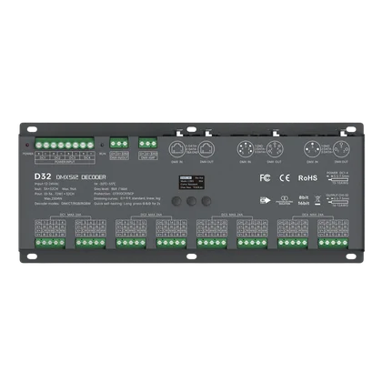 LTECH D32 DMX512/RDM LED Controller 32-Kanal 3A, 12-24V DC, mit OLED Display, Konstantspannung