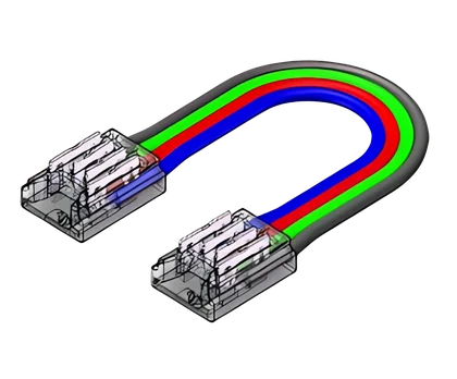 LED Strip-zu-Strip Verbinder – 4-polig, 10 mm, lötfrei mit 15 cm Verbindungskabel für RGB SMD LED Streifen