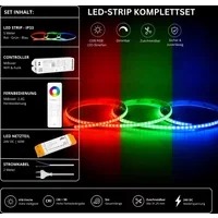 LED Streifen Set RGB Ultraschmal – COB LED Streifen 24V, 5 mm, 10 W/m, 5m, punktfrei – SS60 Netzteil, WL5 WiFi Controller & C5 Fernbedienung Weiß