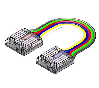 LED Strip-zu-Strip Verbinder – 6-polig, 12 mm, lötfrei mit 15 cm Verbindungskabel für RGBCCT COB LED Streifen