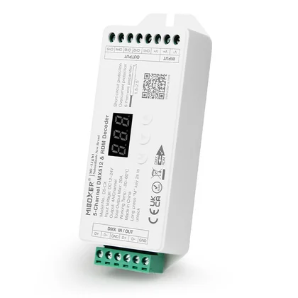 MiBoxer D5-CX DMX512 Decoder – 5 Kanal, 5×4 A, 12-24 V, RDM, einstellbare PWM