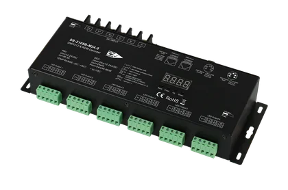 SR-2108B-M24-3 DMX512 & RDM Decoder 24-Kanal 4A pro Kanal 12-24V DC Metallgehäuse XLR RJ45