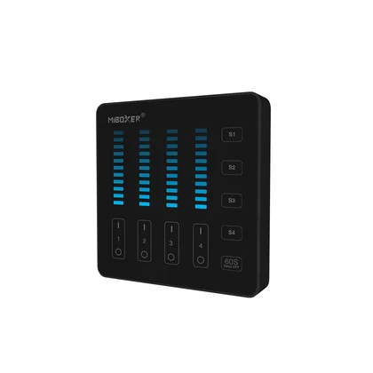 MiBoxer B5 LED Wandfernbedienung Schwarz – für einfarbige LED Streifen, 2,4 GHz Funk, 4 Zonen mit Szenenspeicher