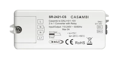 SR-2421-CS Casambi DALI Gateway Bluetooth Mesh, 0-10V, DALI Bus Netzteil, Relais, 230V