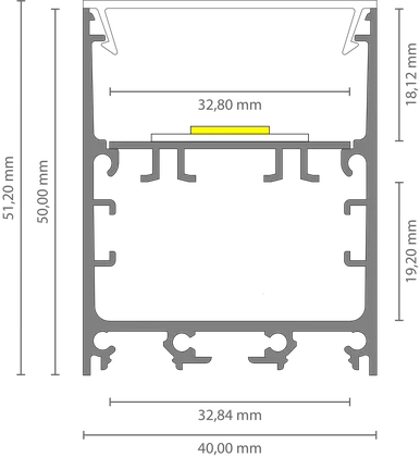 LED Aluprofil EXO-TI1_32 Leuchtenprofil Champagner – 2 m, extrabreit, für LED Streifen bis 32 mm