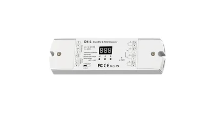 D4-L 4-Kanal DMX512 & RDM Controller 12-24V DC 5A/Kanal max. 20A für RGBW LED Streifen