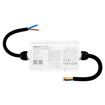 MiBoxer WL5-WP WiFi & 2.4G Funk LED Controller – 5-in-1, einfarbig bis RGBCCT, 12-48 V, 20 A, IP67 wasserdicht