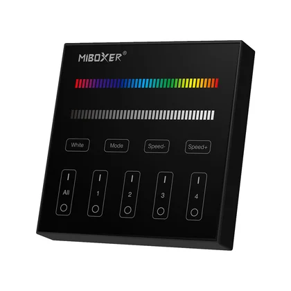 MiBoxer B3 LED Wandfernbedienung Schwarz – für RGB & RGBW LED Streifen, 2,4 GHz Funk, 4 Zonen