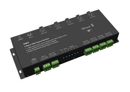 DMA DMX512 4-fach Signal Splitter, Signalverteiler und Verstärker 12-36V, XLR und Schraubklemme