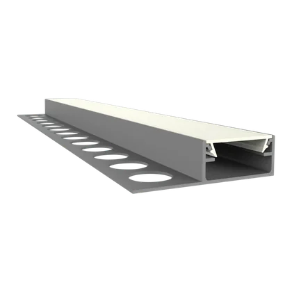 LED Aluprofil EXO-F1H_16 Fliesenprofil Silber – 2 m, flächenbündiger Abschluss für LED Streifen bis 16 mm