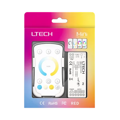 LTECH M2A+P2 CCT LED Funk Set 2.4 GHz, Funk Fernbedienung & 2-Kanal Empfänger, 12-48V DC, für CCT LED Streifen