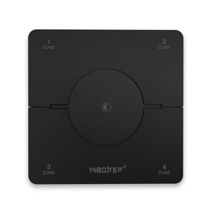 MiBoxer K0S LED Wandfernbedienung Schwarz – für CCT und einfarbige LED Streifen, 2,4 GHz Funk, 4 Zonen mit Drehrad