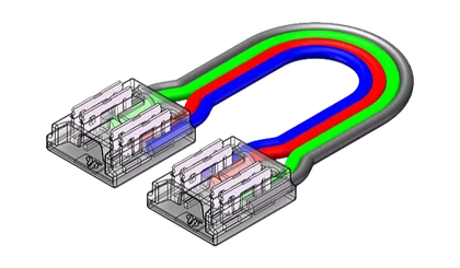 LED Strip-zu-Strip Verbinder – 4-polig, 10 mm, lötfrei mit 15 cm Verbindungskabel für RGB COB LED Streifen
