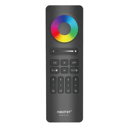 MiBoxer C5 LED Fernbedienung Schwarz – für RGB, RGBW & RGBCCT LED Streifen, 2,4 GHz Funk, 4 Zonen