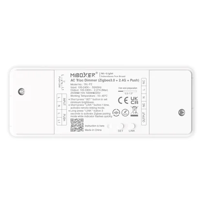 MiBoxer TRI-PZ Zigbee 3.0 & 2.4G Funk TRIAC Dimmer – für dimmbare 230 V Leuchten, 500 W, Phasenabschnitt & Phasenanschnitt