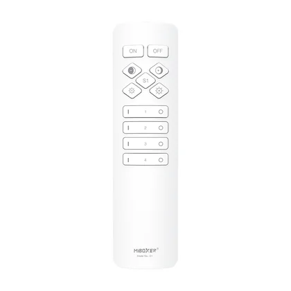 MiBoxer C1 LED Fernbedienung Weiß – für einfarbige & CCT LED Streifen, 2,4 GHz Funk, 4 Zonen
