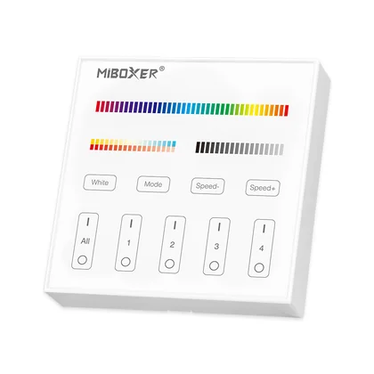 MiBoxer B4 LED Wandfernbedienung Weiß – für RGB, RGBW & RGBCCT LED Streifen, 2,4 GHz Funk, 4 Zonen