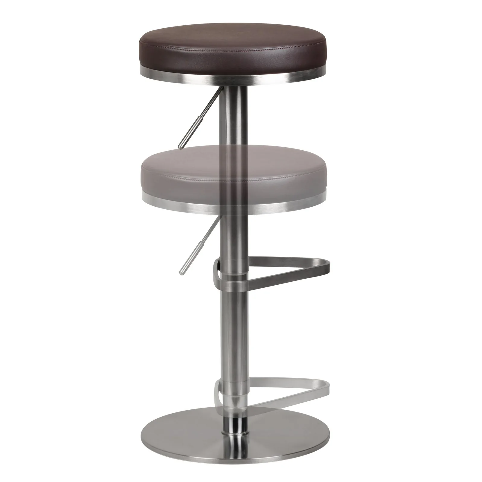 FineBuy Barhocker Edelstahl höhenverstellbare Sitzhöhe 57 - 82 cm, Barstuhl Modern 360° Drehbar, Tresenhocker mit Standfuß, Design Bistrohocker Hoch, Tresenstuhl-Sitz Gepolstert