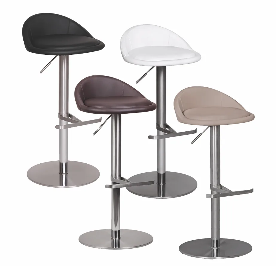 FineBuy Barhocker Edelstahl höhenverstellbare Sitzhöhe 54-79 cm, Design Barstuhl mit Rückenlehne, Bistrohocker Barsitz Gepolstert, Thekenhocker 360° Drehbar, Tresenstuhl Modern