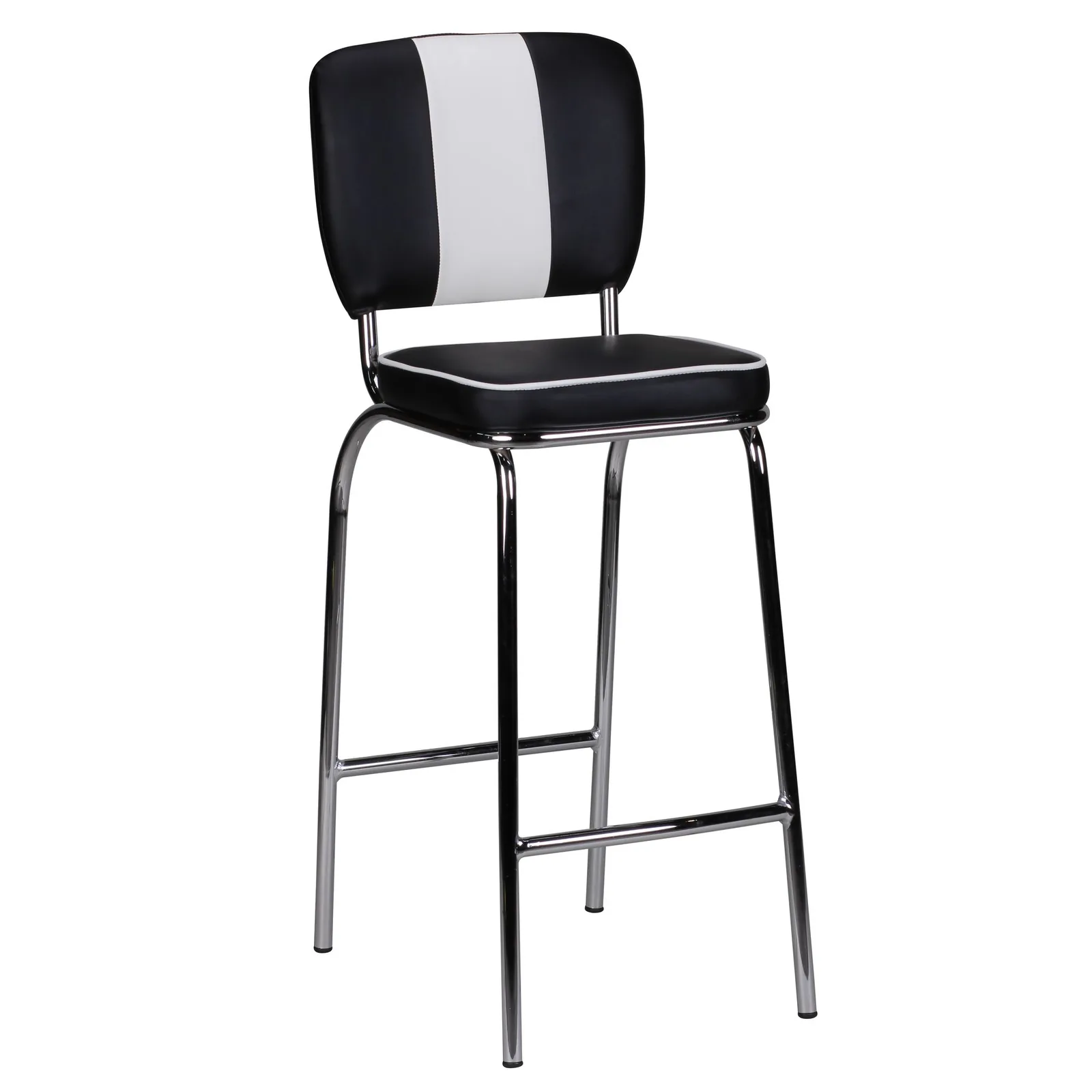 FineBuy Barhocker American Diner 50er Jahre Retro Barstuhl, Sitzfläche mit Rücken-Lehne, Fußstütze, Sitzhöhe 76 cm