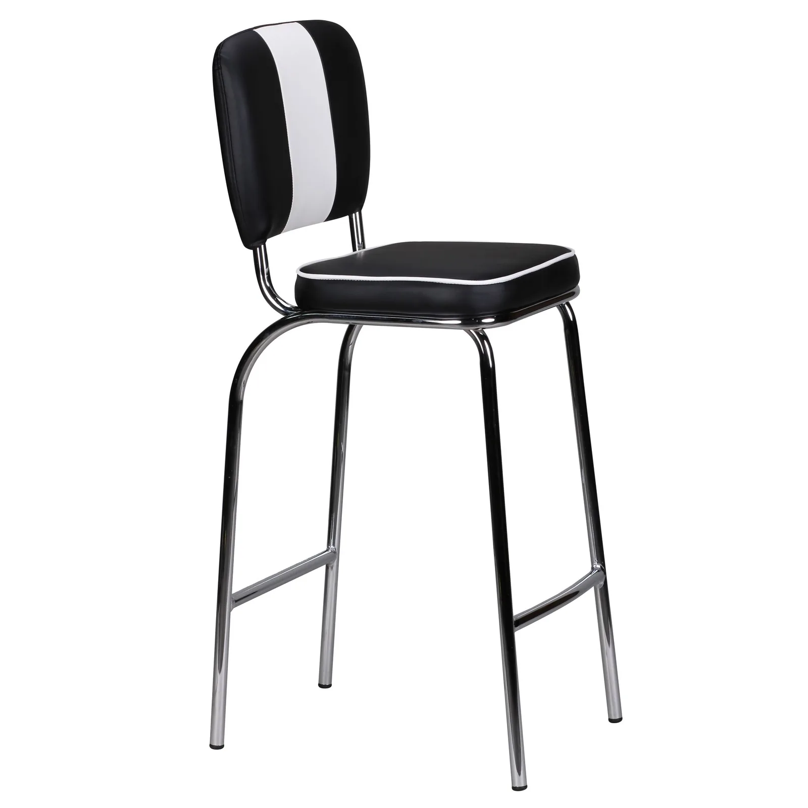 FineBuy Barhocker American Diner 50er Jahre Retro Barstuhl, Sitzfläche mit Rücken-Lehne, Fußstütze, Sitzhöhe 76 cm