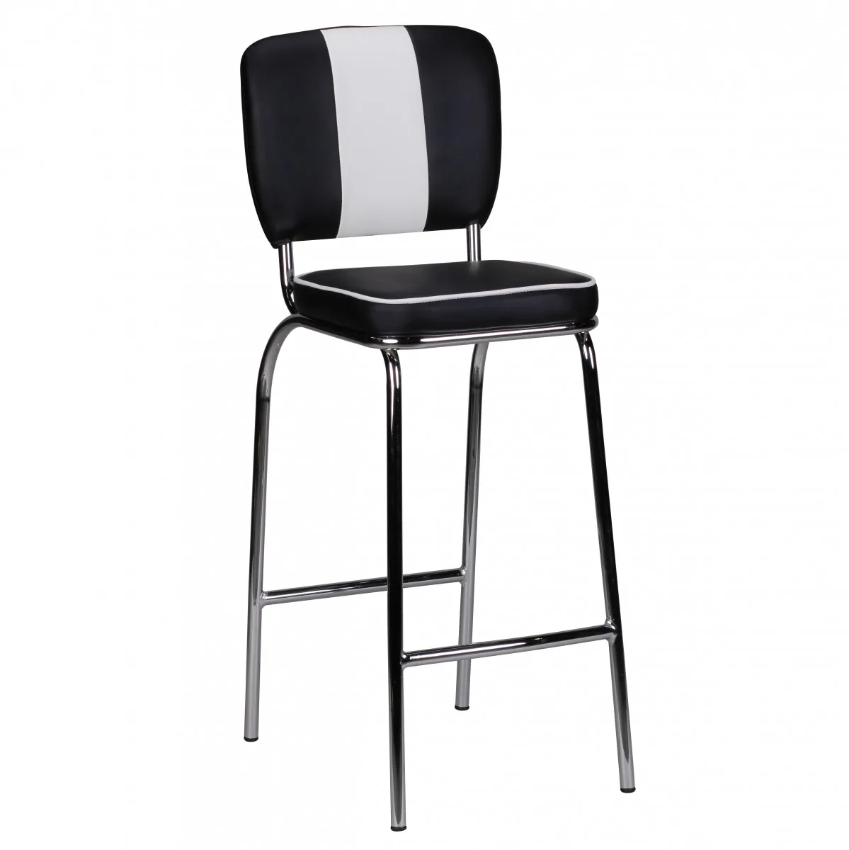 FineBuy 4er Set Barhocker American Diner 50er Jahre Retro Barstuhl, Sitzfläche mit Rücken-Lehne, Fußstütze, Sitzhöhe 76 cm