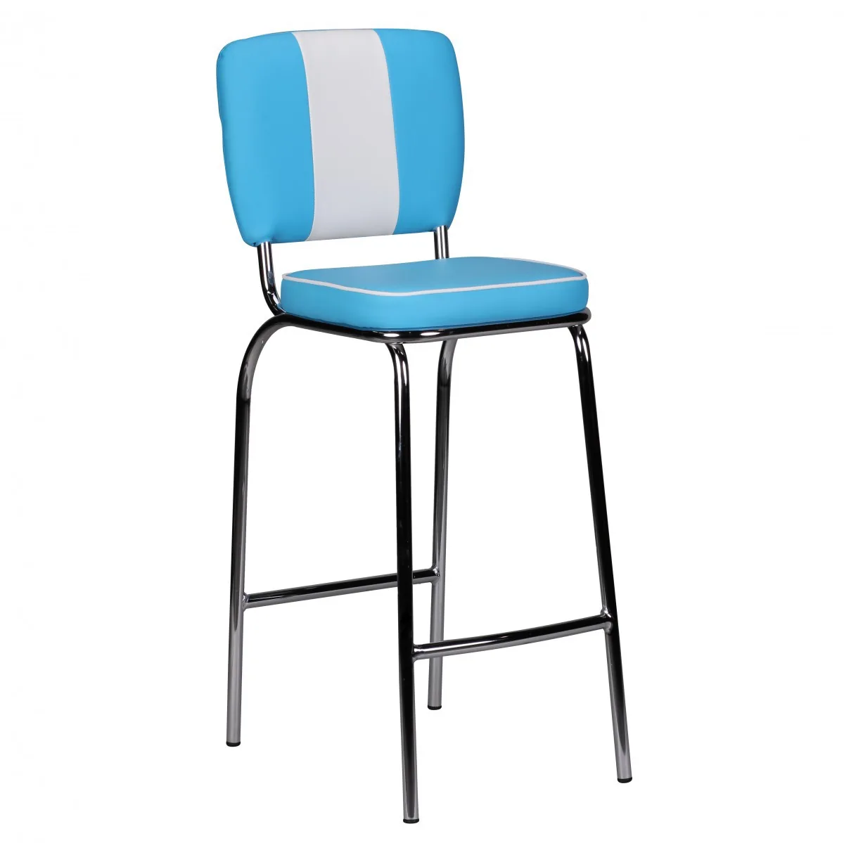 FineBuy 4er Set Barhocker American Diner 50er Jahre Retro Barstuhl, Sitzfläche mit Rücken-Lehne, Fußstütze, Sitzhöhe 76 cm