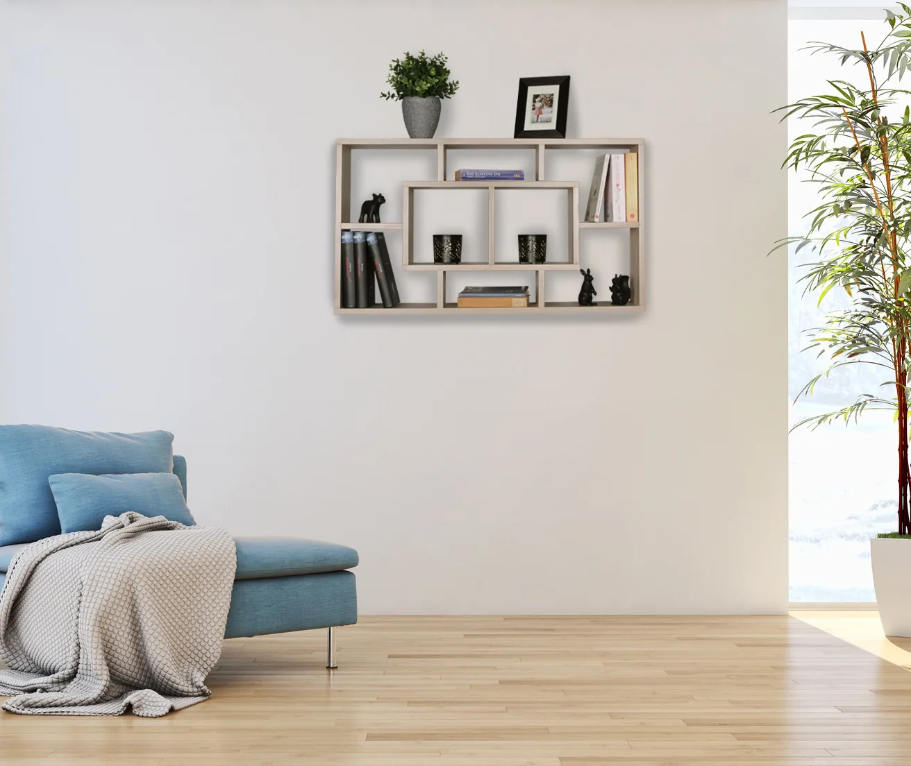FineBuy Wandregal PAOLA 85 x 47,5 x 16 cm MDF-Holz Hängeregal modern, Design Wandboard freischwebend, Holzregal offen zum Hängen