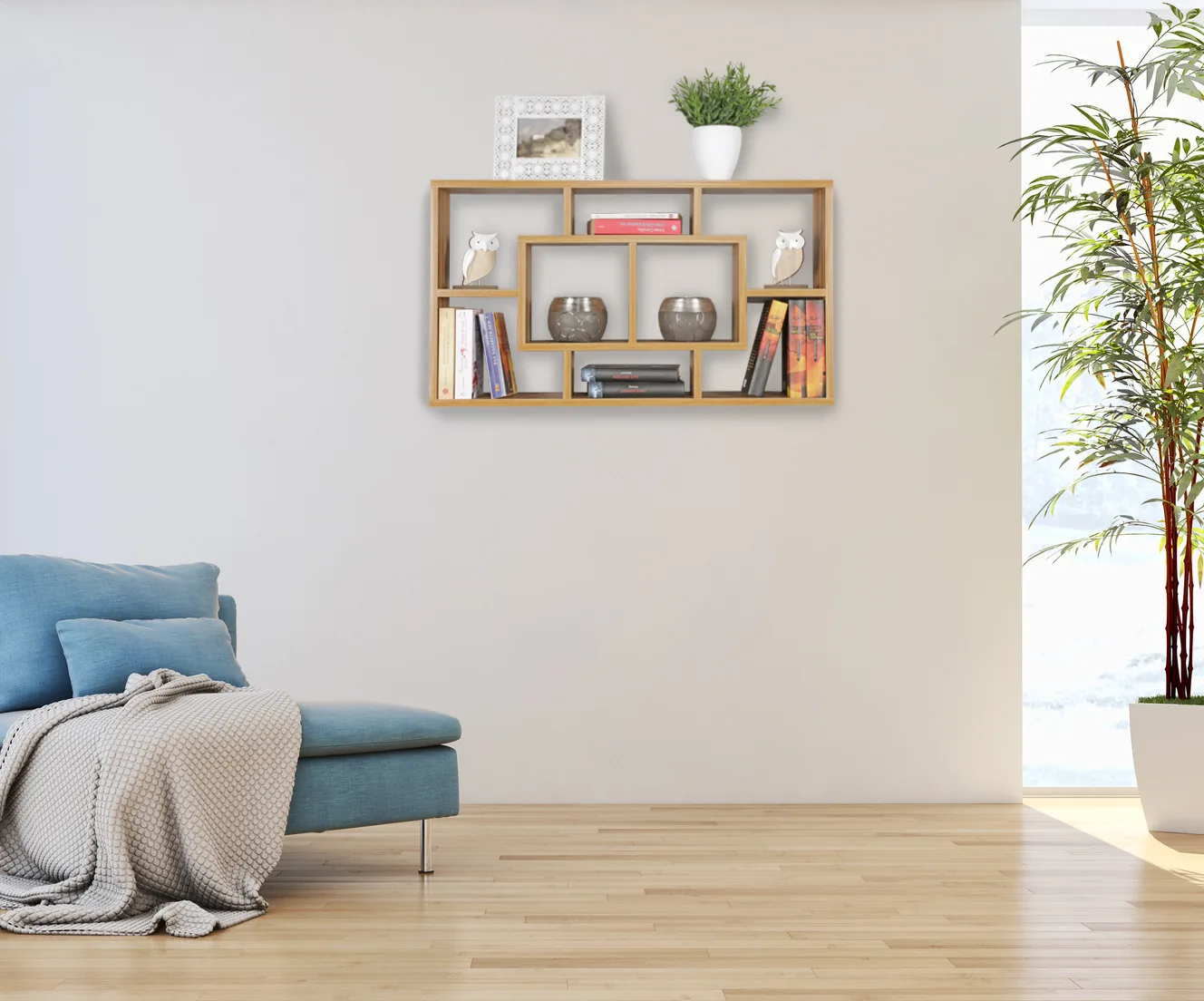 FineBuy Wandregal PAOLA 85 x 47,5 x 16 cm MDF-Holz Hängeregal modern, Design Wandboard freischwebend, Holzregal offen zum Hängen