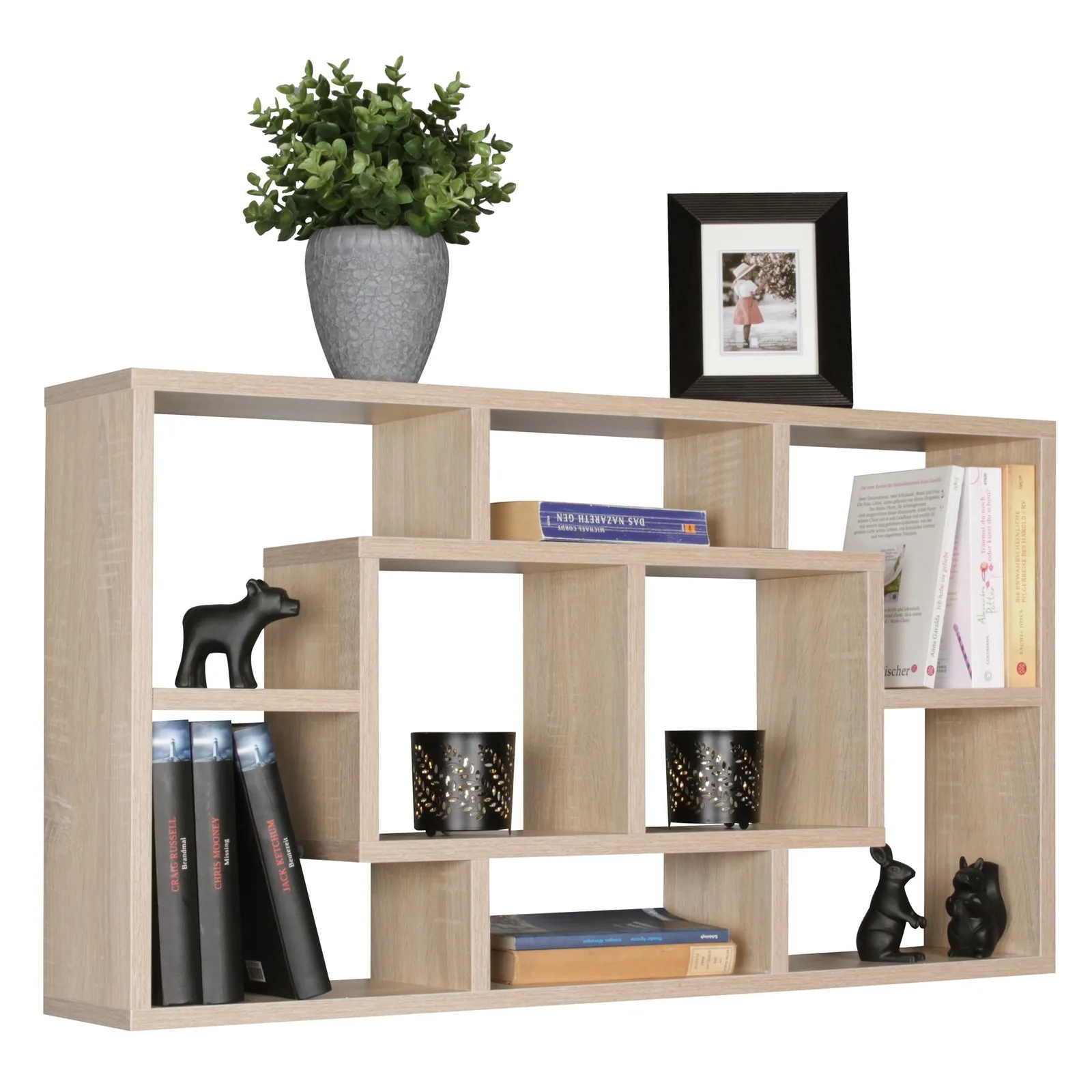 FineBuy Wandregal PAOLA 85 x 47,5 x 16 cm MDF-Holz Hängeregal modern, Design Wandboard freischwebend, Holzregal offen zum Hängen