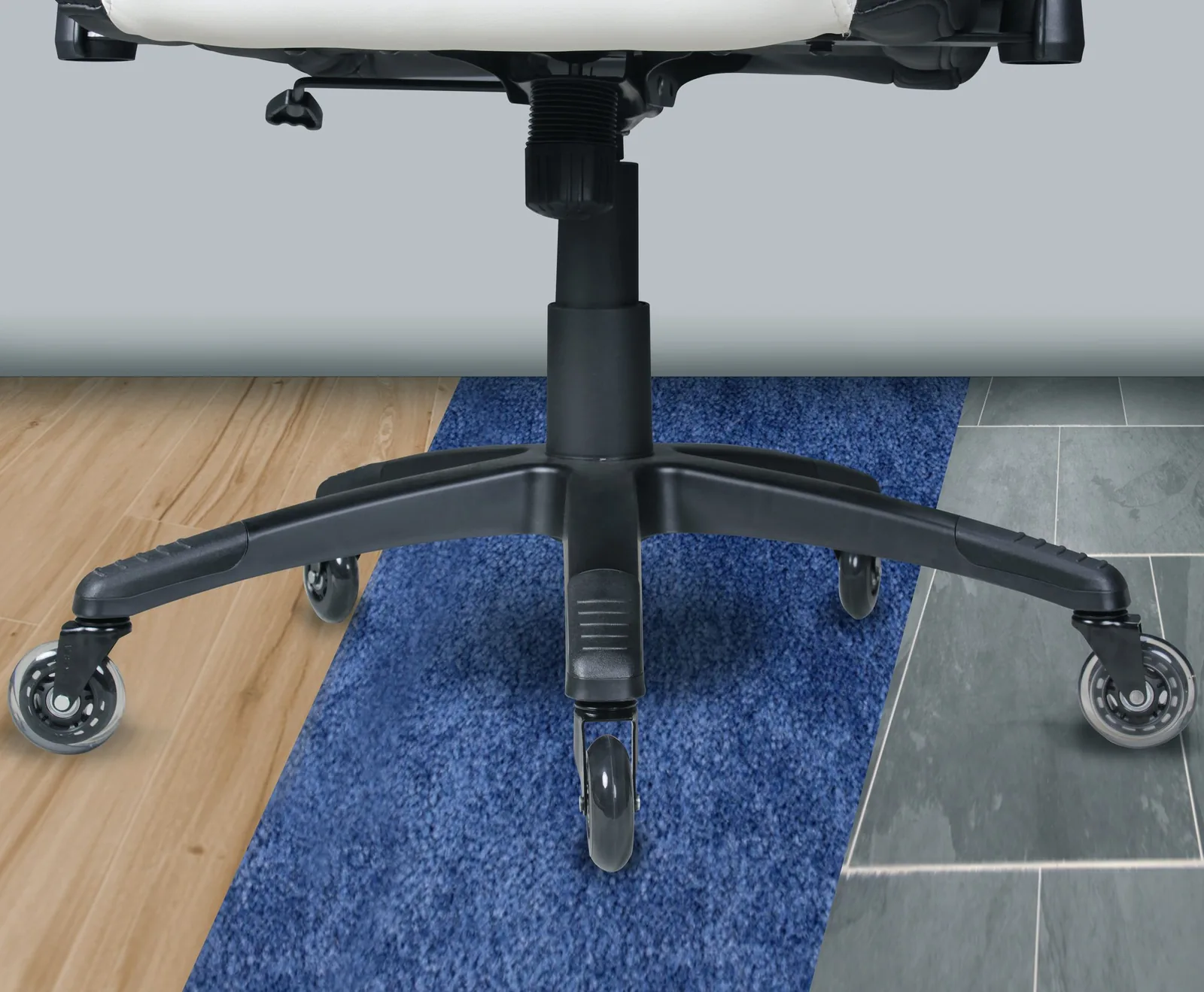 FineBuy 5er-Set Universal Bürostuhlrollen Ø 75mm - Stift 11mm Gummi Rollen Leise, Hartboden Rollen, Parkett, Laminat, Fliesen, Premium Hartbodenrollen, Schwerlastrollen für Bürostuhl
